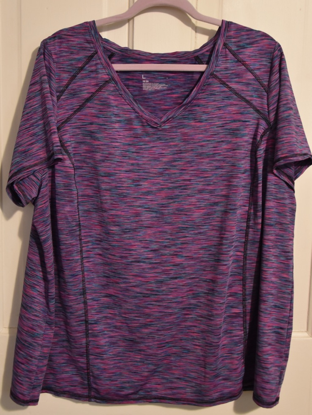 Livi Active Purple Space-Dye V-Neck Short Sleeve Tee